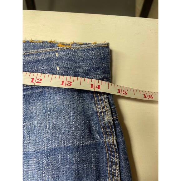 Vintage Red Snap Flare Jeans 1970s High Waist Wide Leg Bell Bottom Jeans Size 6 - Picture 14 of 16